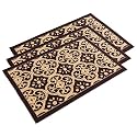 Heart Home 3 Pcs Poly Wool Anti-Skid 16x24 Inch Doormats for Main Door Entrance | Soft Footmats for Home &amp; Kitchen | Washable/Non-Slip Floor Mat for Living Room Balcony | Jacquard - Brown
