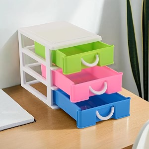 heart home 3-tier stationary oragnizers for desk amp pen holder for study table  pencil standbox with drawers for students  multicolor