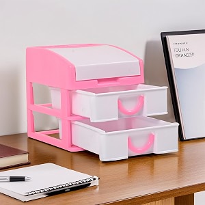 heart home 3-tier stationary oragnizers for desk amp pen holder for study table  pencil standbox with drawers for girl students  pink