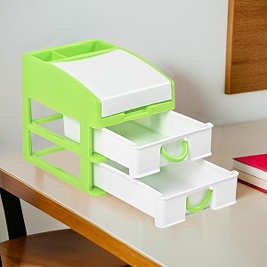 heart home 3-tier stationary oragnizers for desk amp pen holder for study table  pencil standbox with drawers for girl students  light green