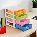 Heart Home 4-Tier Stationary Oragnizers for Desk &amp; Pen Holder For Study Table | Pencil Stand/Box with Drawers for Students | Multicolor