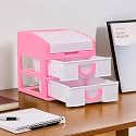 Heart Home 3-Tier Stationary Oragnizers for Desk &amp; Pen Holder For Study Table | Pencil Stand/Box with Drawers for Girl Students | Pink