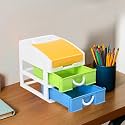 Heart Home 3-Tier Stationary Oragnizers for Desk & Pen Holder For Study Table | Pencil Stand/Box with Drawers for Girl Students | Multicolor