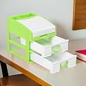 Heart Home 3-Tier Stationary Oragnizers for Desk &amp; Pen Holder For Study Table | Pencil Stand/Box with Drawers for Girl Students | Light Green