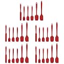 Heart Home 30 Pcs Silicone Nonstick Spatula Set | Heat Resistant Spatula for Kitchen | Kitchen Accessories Items for Cooking, Baking & Mixing | HW-3-RD | Red