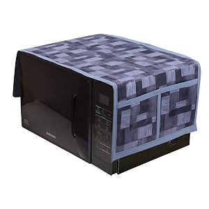 heart home 3d checkered design pvc microwave oven top cover 23 liter with utility 4 pockets grey - cthh7513