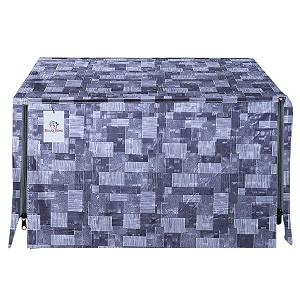 heart home 3d checkered design pvc microwave oven full closure cover for 23 litre grey-heart9964