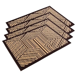 heart home 4 pcs poly wool anti-skid 16x24 inch doormats for main door entrance  soft footmats for home amp kitchen  washablenon-slip floor mat for living room balcony  chevron - brown