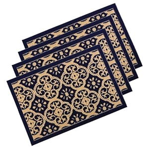 heart home 4 pcs poly wool anti-skid 16x24 inch doormats for main door entrance  soft footmats for home amp kitchen  washablenon-slip floor mat for living room balcony  jacquard - blue