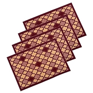 heart home 4 pcs poly wool anti-skid 16x24 inch doormats for main door entrance  soft footmats for home amp kitchen  washablenon-slip floor mat for living room balcony  hexagon - maroon