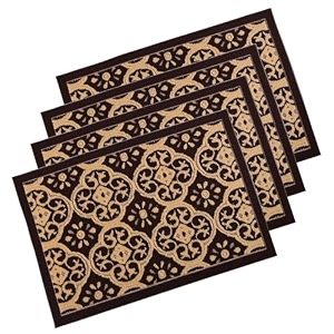 heart home 4 pcs poly wool anti-skid 16x24 inch doormats for main door entrance  soft footmats for home amp kitchen  washablenon-slip floor mat for living room balcony  jacquard - brown