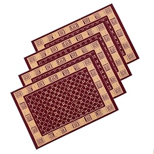 heart home 4 pcs poly wool anti-skid 16x24 inch doormats for main door entrance  soft footmats for home amp kitchen  washablenon-slip floor mat for living room balcony  cross tee - maroon