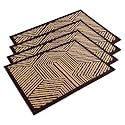 Heart Home 4 Pcs Poly Wool Anti-Skid 16x24 Inch Doormats for Main Door Entrance | Soft Footmats for Home &amp; Kitchen | Washable/Non-Slip Floor Mat for Living Room Balcony | Chevron - Brown