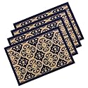 Heart Home 4 Pcs Poly Wool Anti-Skid 16x24 Inch Doormats for Main Door Entrance | Soft Footmats for Home &amp; Kitchen | Washable/Non-Slip Floor Mat for Living Room Balcony | Jacquard - Blue