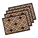 Heart Home 4 Pcs Poly Wool Anti-Skid 16x24 Inch Doormats for Main Door Entrance | Soft Footmats for Home &amp; Kitchen | Washable/Non-Slip Floor Mat for Living Room Balcony | Hexagon - Brown