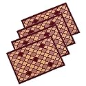 Heart Home 4 Pcs Poly Wool Anti-Skid 16x24 Inch Doormats for Main Door Entrance | Soft Footmats for Home &amp; Kitchen | Washable/Non-Slip Floor Mat for Living Room Balcony | Hexagon - Maroon