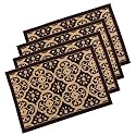 Heart Home 4 Pcs Poly Wool Anti-Skid 16x24 Inch Doormats for Main Door Entrance | Soft Footmats for Home & Kitchen | Washable/Non-Slip Floor Mat for Living Room Balcony | Jacquard - Brown