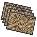 Heart Home 4 Pcs Poly Wool Anti-Skid 16x24 Inch Doormats for Main Door Entrance | Soft Footmats for Home &amp; Kitchen | Washable/Non-Slip Floor Mat for Living Room Balcony | Chevron - Grey