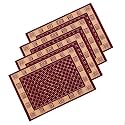 Heart Home 4 Pcs Poly Wool Anti-Skid 16x24 Inch Doormats for Main Door Entrance | Soft Footmats for Home &amp; Kitchen | Washable/Non-Slip Floor Mat for Living Room Balcony | Cross Tee - Maroon