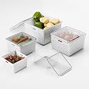 Heart Home 4 Pcs Set Fridge Storage Containers with Removable Colander | Airtight and Leakproof Vegetable Storage Box for Refrigerator | (Size - 750Ml_1600Ml_2850Ml_4150Ml | Transparent