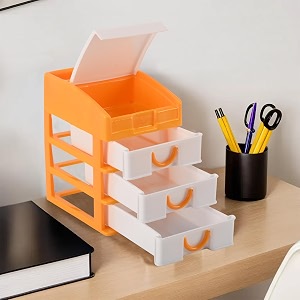 heart home 4-tier stationary oragnizers for desk amp pen holder for study table  pencil standbox with drawers for girl students  yellow