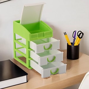 heart home 4-tier stationary oragnizers for desk amp pen holder for study table  pencil standbox with drawers for girl students  light green