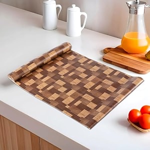 heart home pack of 2 waterproof amp durable 5 meters kitchen mats for shelf liner roll  wipeable fridge sheets for shelves cabinet drawer  dark brown wooden check