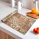 Heart Home Pack of 2 Waterproof &amp; Durable 5 Meters Kitchen Mats for Shelf Liner Roll | Wipeable Fridge Sheets for Shelves Cabinet Drawer | Dark Brown Wooden Check