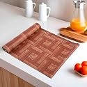 Heart Home Pack of 2 Waterproof &amp; Durable 5 Meters Kitchen Mats for Shelf Liner Roll | Wipeable Fridge Sheets for Shelves Cabinet Drawer | Dark Brown Wooden Check