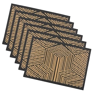 heart home 6 pcs poly wool anti-skid 16x24 inch doormats for main door entrance  soft footmats for home amp kitchen  washablenon-slip floor mat for living room balcony  chevron - grey