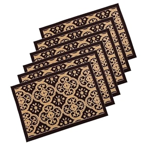 heart home 6 pcs poly wool anti-skid 16x24 inch doormats for main door entrance  soft footmats for home amp kitchen  washablenon-slip floor mat for living room balcony  jacquard - brown