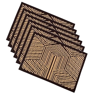 heart home 6 pcs poly wool anti-skid 16x24 inch doormats for main door entrance  soft footmats for home amp kitchen  washablenon-slip floor mat for living room balcony  chevron - brown