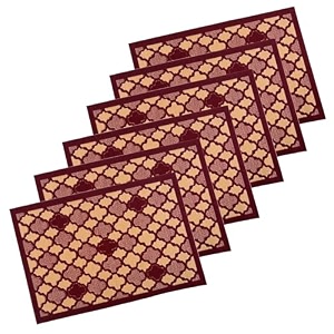 heart home 6 pcs poly wool anti-skid 16x24 inch doormats for main door entrance  soft footmats for home amp kitchen  washablenon-slip floor mat for living room balcony  hexagon - maroon