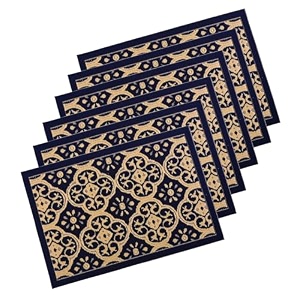 heart home 6 pcs poly wool anti-skid 16x24 inch doormats for main door entrance  soft footmats for home amp kitchen  washablenon-slip floor mat for living room balcony  jacquard - blue