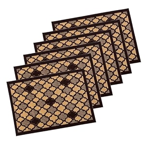 heart home 6 pcs poly wool anti-skid 16x24 inch doormats for main door entrance  soft footmats for home amp kitchen  washablenon-slip floor mat for living room balcony  hexagon - brown