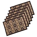 Heart Home 6 Pcs Poly Wool Anti-Skid 16x24 Inch Doormats for Main Door Entrance | Soft Footmats for Home &amp; Kitchen | Washable/Non-Slip Floor Mat for Living Room Balcony | Jacquard - Brown