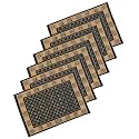 Heart Home 6 Pcs Poly Wool Anti-Skid 16x24 Inch Doormats for Main Door Entrance | Soft Footmats for Home &amp; Kitchen | Washable/Non-Slip Floor Mat for Living Room Balcony | Cross Tee - Grey