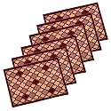 Heart Home 6 Pcs Poly Wool Anti-Skid 16x24 Inch Doormats for Main Door Entrance | Soft Footmats for Home &amp; Kitchen | Washable/Non-Slip Floor Mat for Living Room Balcony | Hexagon - Maroon