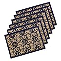 Heart Home 6 Pcs Poly Wool Anti-Skid 16x24 Inch Doormats for Main Door Entrance | Soft Footmats for Home &amp; Kitchen | Washable/Non-Slip Floor Mat for Living Room Balcony | Jacquard - Blue