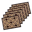 Heart Home 6 Pcs Poly Wool Anti-Skid 16x24 Inch Doormats for Main Door Entrance | Soft Footmats for Home &amp; Kitchen | Washable/Non-Slip Floor Mat for Living Room Balcony | Hexagon - Brown