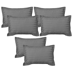 heart home 6 pieces cotton luxurious satin striped pillow cover set-1734x2734 grey - cthh07187