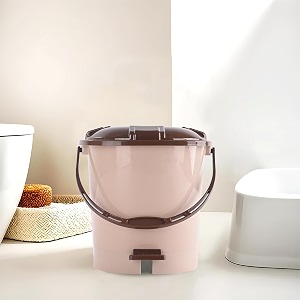 heart home 7 ltr plastic dustbin for home with pedal lid amp handle  dustbin for kitchen bathroom amp office  garbage bin for wet or dry waste  check dhakkan- cream amp brown