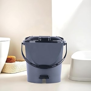 heart home 7 ltr plastic dustbin for home with pedal lid amp handle  dustbin for kitchen bathroom amp office  garbage bin for wet or dry waste  check dhakkan- grey amp black