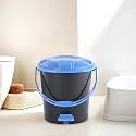 Heart Home 7 Ltr Plastic Dustbin for Home with Pedal, Lid &amp; Handle | Dustbin for Kitchen, Bathroom &amp; Office | Garbage Bin for Wet or Dry Waste | Check Dhakkan- Grey &amp; Blue