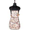 Heart Home Apron | Kitchen Apron for Cooking | Apron for Restaurant | Quilted Fabric Chef Apron | Center Pocket Apron with Ties | Cooking Dress for Men-Women | Pink Flower | Cream