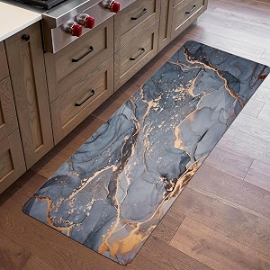 heart home bed side runner  floor carpet  46x19 inch  carpet for home  runner for bedroom  floor mat for living room  carpet rug for entrance  golden marble print  grey