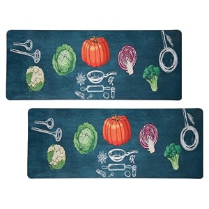 heart home pack of 2 bed side runner  floor carpet  46x19 inch  carpet for home  runner for bedroom  floor mat for living room  carpet rug for entrance  vegetables print  green