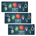 Heart Home Pack of 3 Bed Side Runner | Floor Carpet | 46x19 Inch | Carpet for Home | Runner for Bedroom | Floor Mat for Living Room | Carpet Rug for Entrance | Vegetables Print | Green