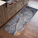 Heart Home Bed Side Runner | Floor Carpet | 46x19 Inch | Carpet for Home | Runner for Bedroom | Floor Mat for Living Room | Carpet Rug for Entrance | Golden Marble Print | Grey