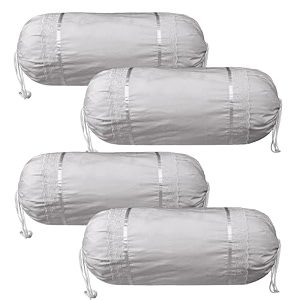 heart home bolster covers  cotton bolster cover set  diwan bolster cover set  bolster pillow cover  plain lace print masand cover  16x32 inch  pack of 4  gray